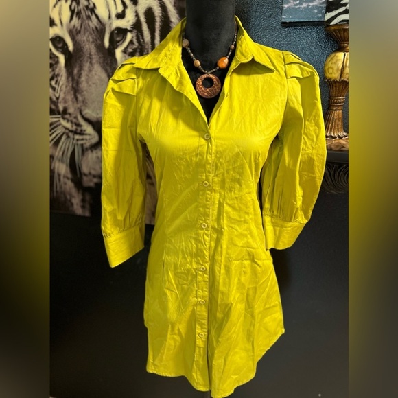 NWT—BOOHOO COTTON POPLIN PUFF SLEEVE SHIRT DRESS SZ 4 - Picture 2 of 11